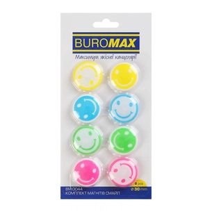 Магнит Buromax набор SMILE, 8 шт 30 мм (BM.0044) изображение 1