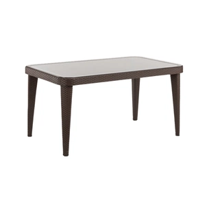Стіл садовий Tilia Osaka 90x150 см з зовнішнім склом венге, ніжки пластикові (10060) зображення 1