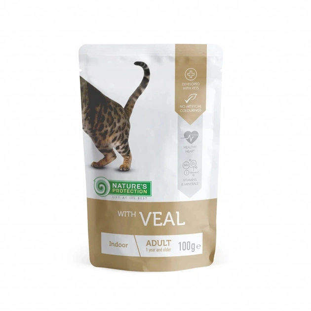 Вологий корм для кішок Nature's Protection Indoor with Veal 100 г (KIK45692) - изображение 1