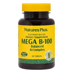 Вітамін Natures Plus B-комплекс повільного вивільнення, MEGA В-100, Nature's Plus (NTP1430) зображення 1