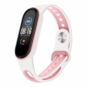 Ремінець до фітнес браслета BeCover Sport Style для Xiaomi Mi Smart Band 5 White-Pink (705174) зображення 1