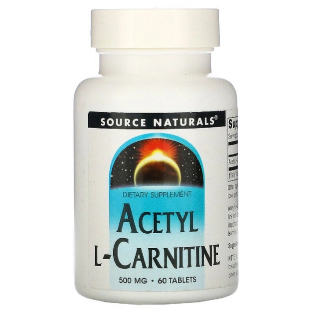Вітамінно-мінеральний комплекс Source Naturals Ацетил-L-Карнітин 500 мг, Acetyl L-Carnitine, 60 таблеток (SNS-00499) - изображение 1