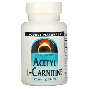 Вітамінно-мінеральний комплекс Source Naturals Ацетил-L-Карнітин 500 мг, Acetyl L-Carnitine, 60 таблеток (SNS-00499) зображення 1