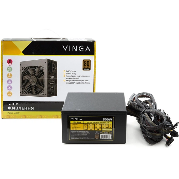 Блок живлення Vinga 500W (VPS-500B) - зображення 6