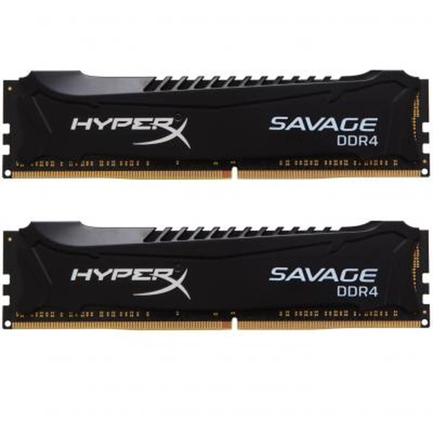 Модуль пам'яті для комп'ютера DDR4 8GB (2x4GB) 2400 MHz Savage Blak Kingston Fury (ex.HyperX) (HX424C12SB2K2/8) - зображення 1