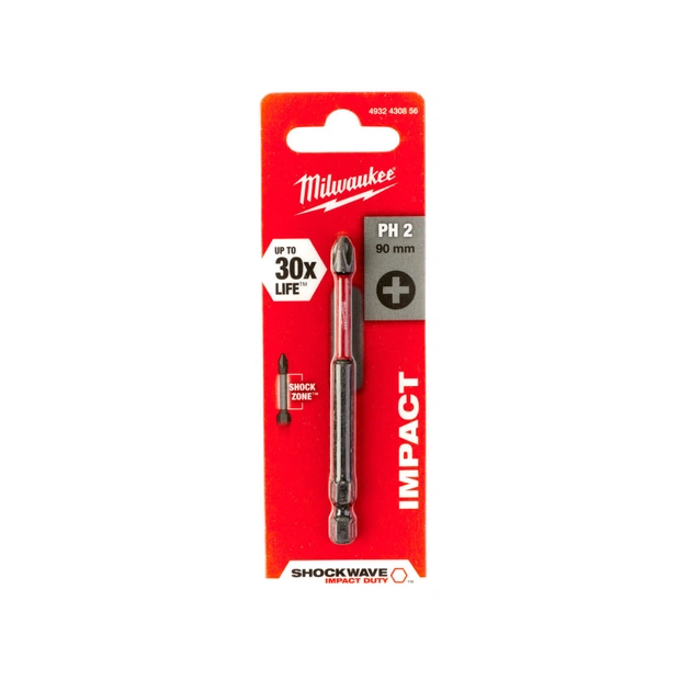 Біта для шуруповерта Milwaukee SHOCKWAVE, PH2, 90мм 1шт (4932430856) - picture 5