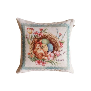 Наволочка Прованс гобеленова декоративна Зайчик в кошику Злагода 45х45 см (034252) изображение 1