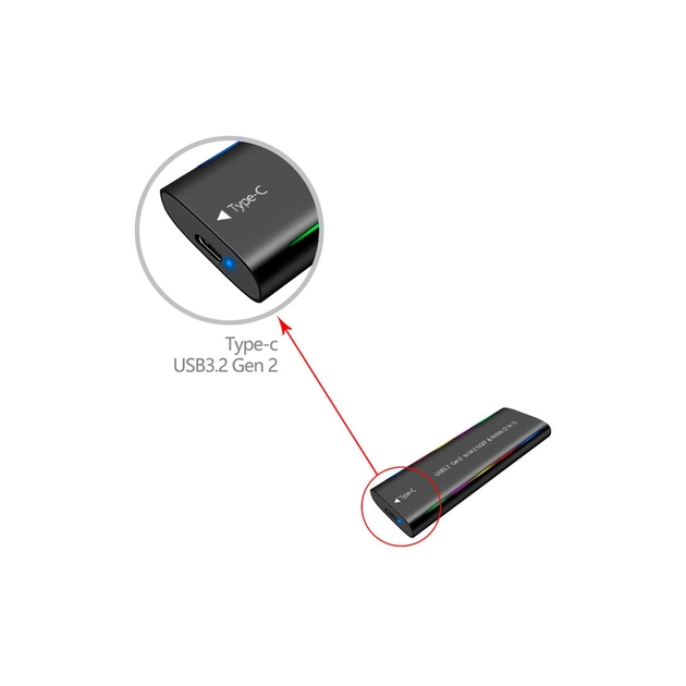 Кишеня зовнішня Dynamode M.2 SSD NVMe/SATA combo USB3.2 GEN2 Type-C aluminium black (DM-CAD-SSD10) - picture 5