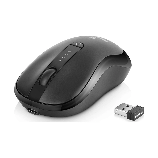 Мишка REAL-EL RM-450W Wireless/Bluetooth Black/Gray (EL123200046) - зображення 1