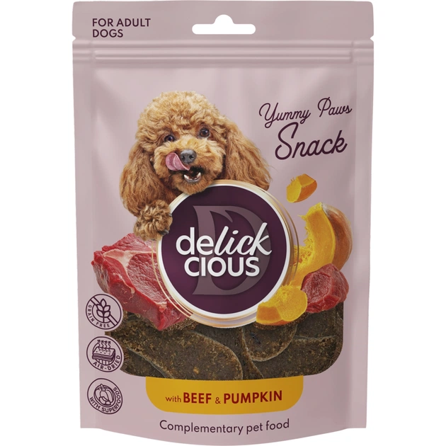 Ласощі для собак Delickcious з яловичиною і гарбузом 80 г (4820269147355) - зображення 1