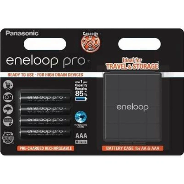 Акумулятор Panasonic Eneloop Pro AAA 930 mAh * 4 + Case (BK-4HCDEC4BE) - зображення 1