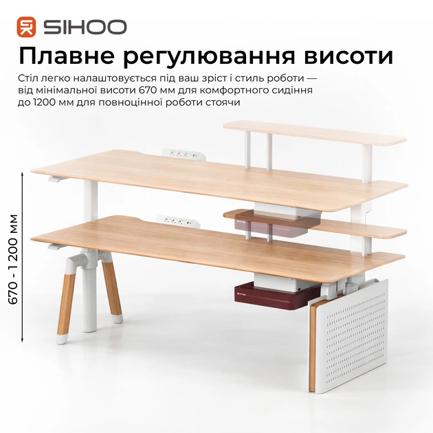 Комп`ютерний стіл Sihoo D07 Maple/White (D07B-102/D07J-102-AB) - зображення 3