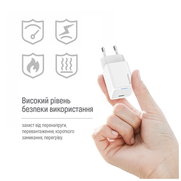 Зарядний пристрій ColorWay GaN Mini 65W PD Port PPS USB-C white (CW-CHS049PD-WT) - picture 12