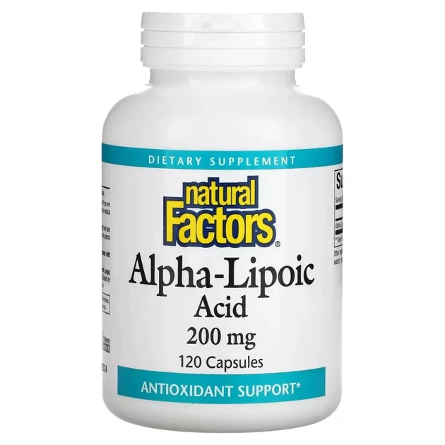 Вітамінно-мінеральний комплекс Natural Factors Альфа-ліпоєва кислота, 200 мг, Alpha-Lipoic Acid, 120 капсул (NFS-02099) - зображення 1