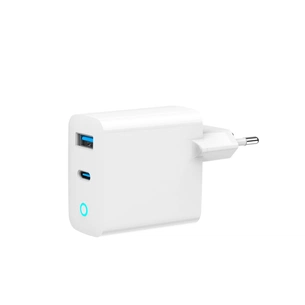 Зарядний пристрій Gembird 1хUSB-A (QC3.0 18W) + 1xType-C (PD 65W) white (TA-UC-PDQC65L-W-01) зображення 1