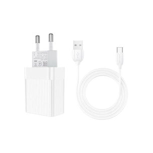 Зарядний пристрій BOROFONE BA47A Mighty speed single port QC3.0 3A + Type-C cable White (BA47ACW) зображення 1