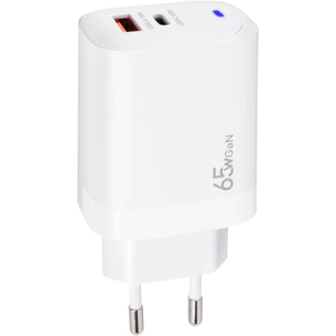 Зарядное устройство XoKo 1xUSB-C PD65W + 1xUSB QC3.0 GaN white (XK-QC-620) изображение 1