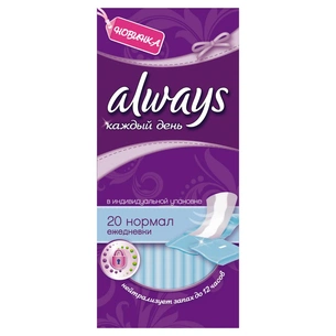 Щоденні прокладки Always Normal 20 шт в індивідуальній упаковці (4015400508700) зображення 1