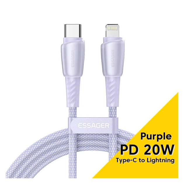 Дата кабель USB-C to Lightning 1.0m 3A purple Essager (EXCTL-CH05) - изображение 1