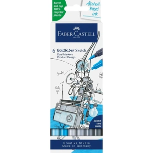 Художній маркер Faber-Castell набір двосторонніх Goldfaber Gofa Sketch Markers Product Design, 6 кольорів (32544) зображення 1