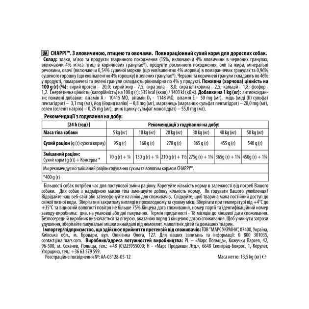 Сухий корм для собак Chappi з яловичиною, птицею та овочами 13.5 кг (5998749128329) - picture 4