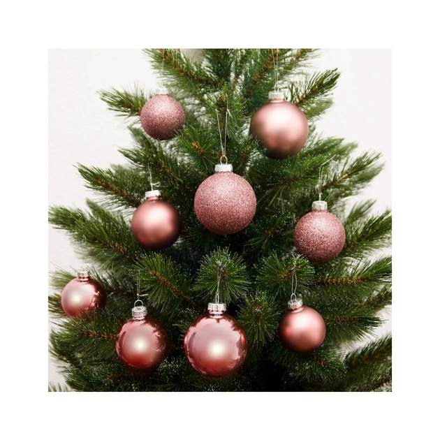 Ялинкова іграшка House Of Seasons Скляні кульки 42 шт D7 см D6 см D5 см Темно-рожеві (8720362102939) - picture 3