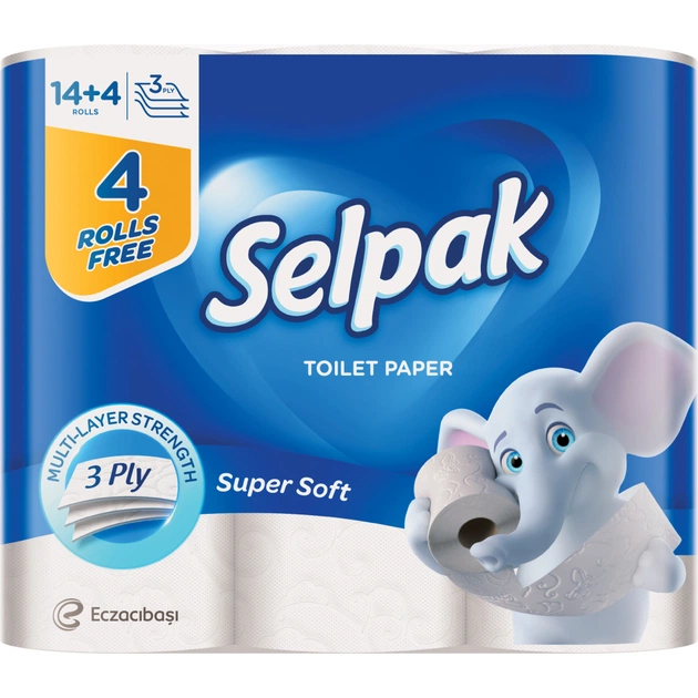 Туалетний папір Selpak 3 шари 14+4 рулонів (8690530184466) - зображення 1