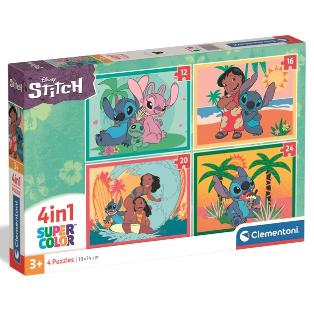 Пазл Clementoni 4 в 1 Stitch, 12,16,20 та 24 елементи (21745) - зображення 1