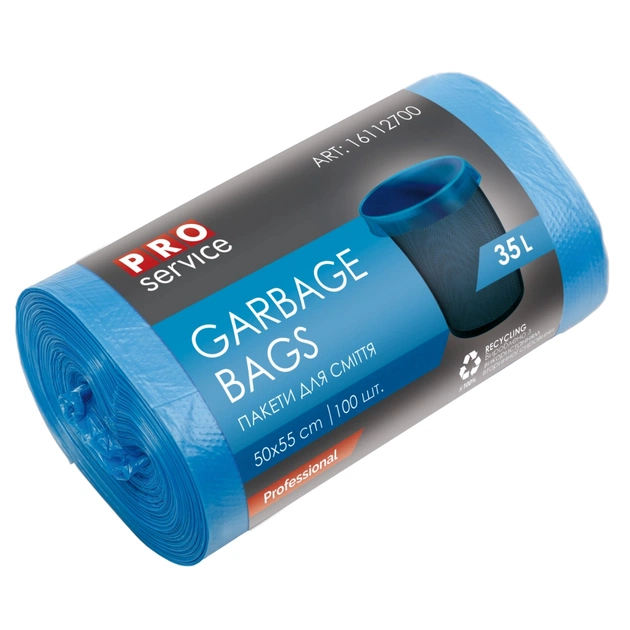 Пакети для сміття PRO service Standard HD Сині 35 л 100 шт. (4820143706401) - picture 1