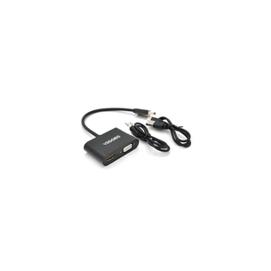 Перехідник HDMI M to VGA F + HDMI F 0.25m black VEGGIEG (YT-C-H-V500) зображення 1
