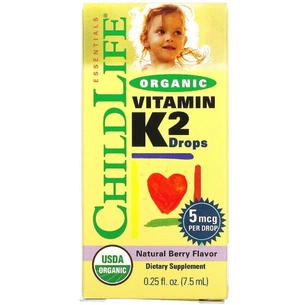 Вітамін ChildLife Органічний Вітамін K2 у Краплях, Ягідний смак, 7,5 мл (CDL-14500) зображення 1