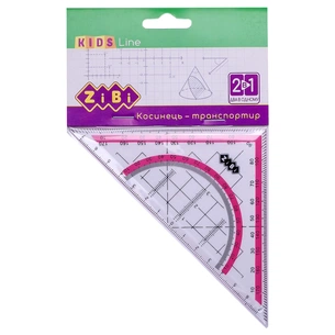 Лінійка ZiBi Kids Line Косинець 2 в 1,140мм, 90 ° / 45 °, з рожевою смужкою, блістер (ZB.5623-10) зображення 1