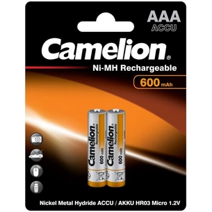 Акумулятор Camelion AAA 600mAh Ni-MH R03 * 2 (NH-AAA600BP2) зображення 1