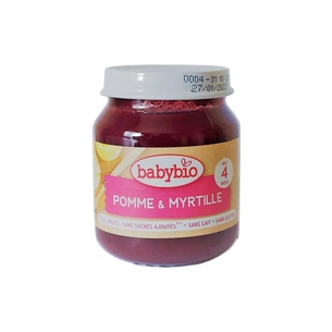 Дитяче пюре BabyBio органічне з яблука та чорниці 130 г (3288131500744) зображення 1