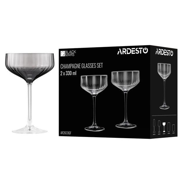 Набір келихів Ardesto Black Mars Alcor 330мл, 2шт, скло, сірий (AR2633GF) - picture 3
