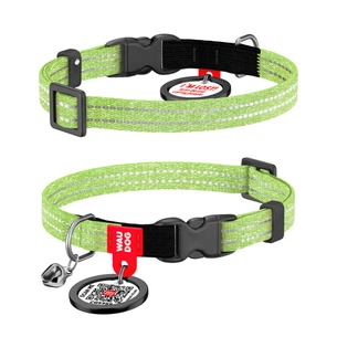 Нашийник для тварин WAUDOG Re-cotton з QR паспортом, пластиковий фастекс XS салатовий (16425) зображення 1