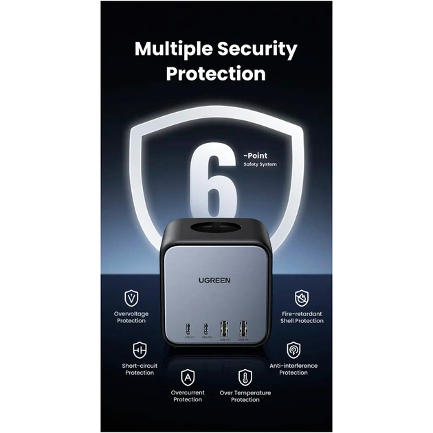 Зарядний пристрій Ugreen 4xUSB 65W DigiNest Cube (2хUSB-C+2xUSB-A) CD268 (60113) - picture 9