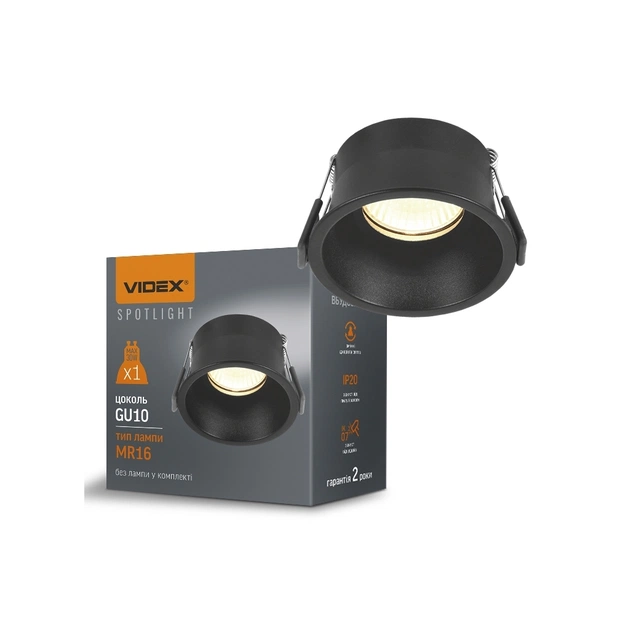 Світильник точковий Videx під лампу GU10 врізний Круглий Чорний (VL-SPF09R-B) - picture 3