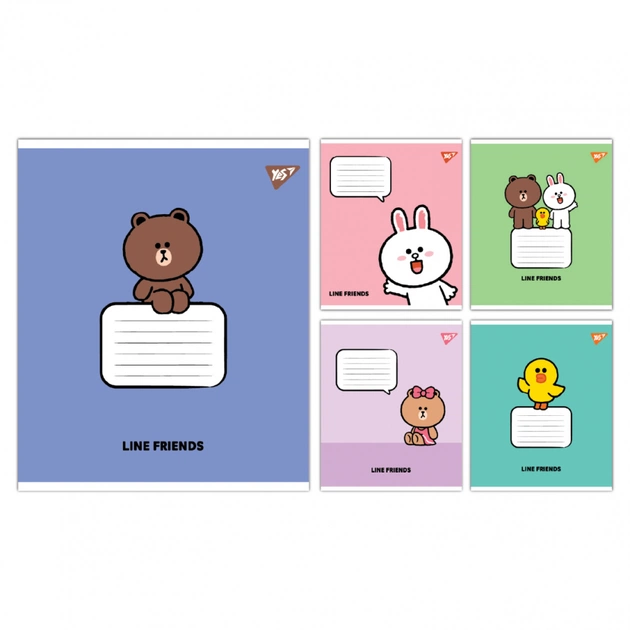 Тетрадь Yes Line Friends Stylish А5 12 листов косая линия (767647) - изображение 1