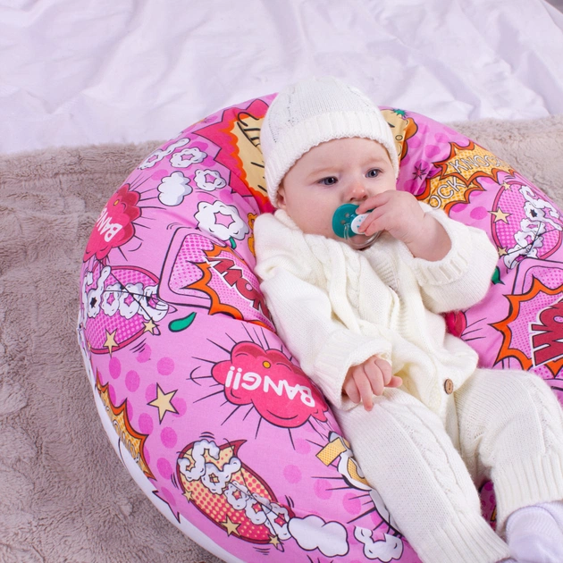 Подушка MirSon для вагітних та годування №8324 Print Line 17-0512 Bombs pink Бязь 30х170х20 см (2200006200499) - picture 9