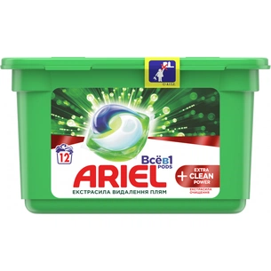 Капсули для прання Ariel Pods Все-в-1 + Екстра OXI Effect 12 шт. (8001841971568) зображення 1