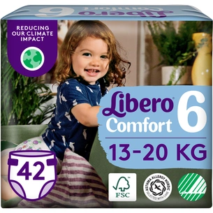 Підгузки Libero Comfort Розмір 6 (13-20 кг) 42 шт (7322541757049) зображення 1