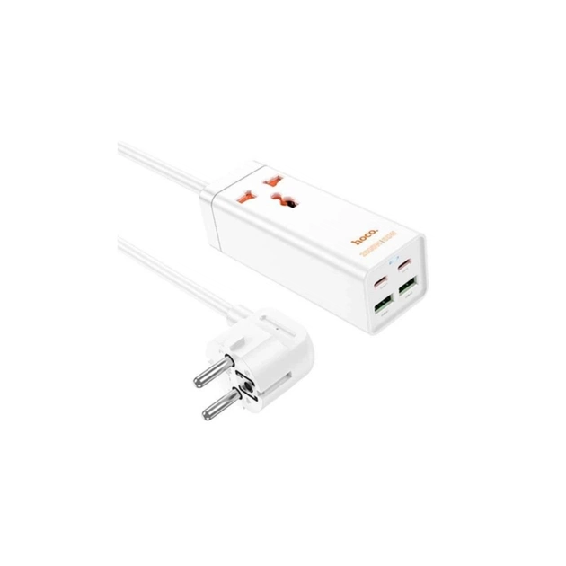 Сетевой фильтр питания HOCO AC10A, 1 роз, 2 USB, 2 USB-C, 65W, 1,5м, White (HOCO AC10A/W) - изображение 1