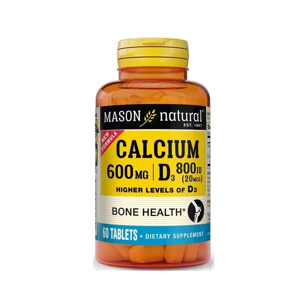 Мінерали Mason Natural Кальцій 600 мг з Вітаміном D3 800 МО, Calcium 600 mg з Vitamin D3 800 IU, 6 (MAV17135) - зображення 1