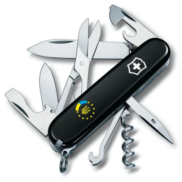 Ніж Victorinox Climber Ukraine Black "Україна ЄС" (1.3703.3_T1130u) - изображение 1