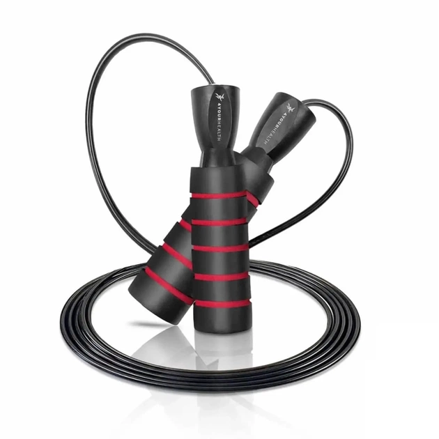 Скакалка 4yourhealth Premium Jump Rope 2471 швидкісна 2.5м Чорно-червона (4YH_2471_Bl/Red) - picture 1