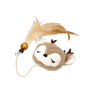 Іграшка для котів Hippie Pet Плюшеве оленя з пір'ям коричневе 11 см (HIPCT2304102-3) зображення 1