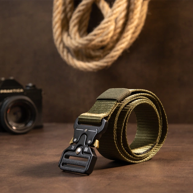 Ремінь Vintage Текстильний з чорною пряжкою Хакі (20549) - зображення 7