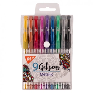Ручка гелева Yes набір Metallic 9 штук (420433) зображення 1