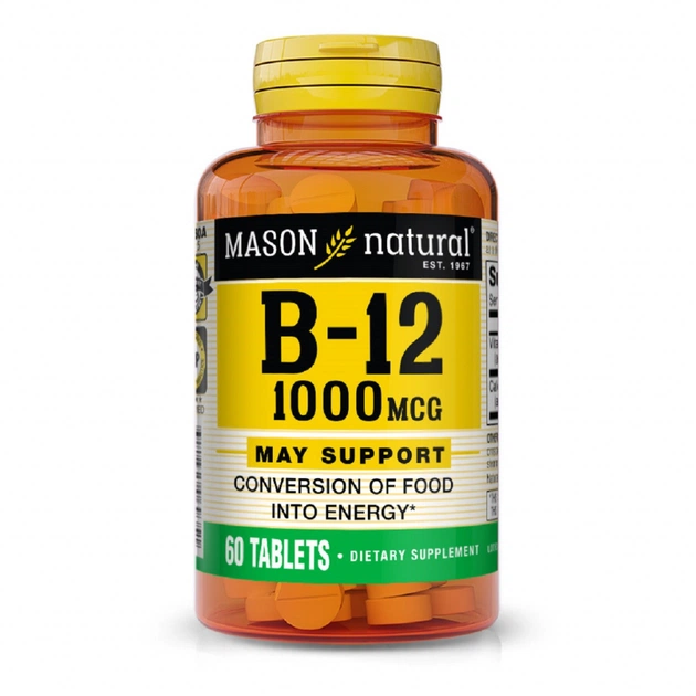 Вітамін Mason Natural Вітамін B12 тисячі мкг, Vitamin B12, 60 таблеток (MAV06935) - изображение 1